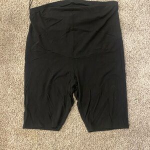 Maternity Full Panel Black High-Waisted Bike Shorts